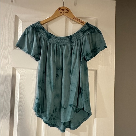 Express Tops - Women's Teal Off-Shoulder Top